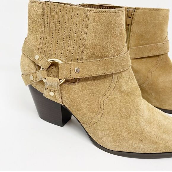 Bella Vita Suede Beige Western Booties 9 Wide - Picture 2 of 12